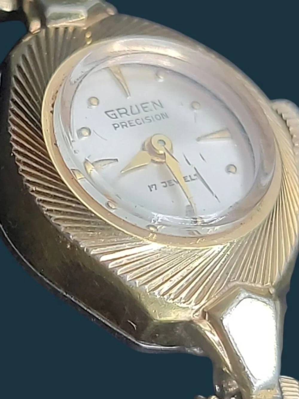 Vtg 1967 Gruen Ladies Cocktail Watch 10KGP Florentine Bezel 10KGF Speidel Band
